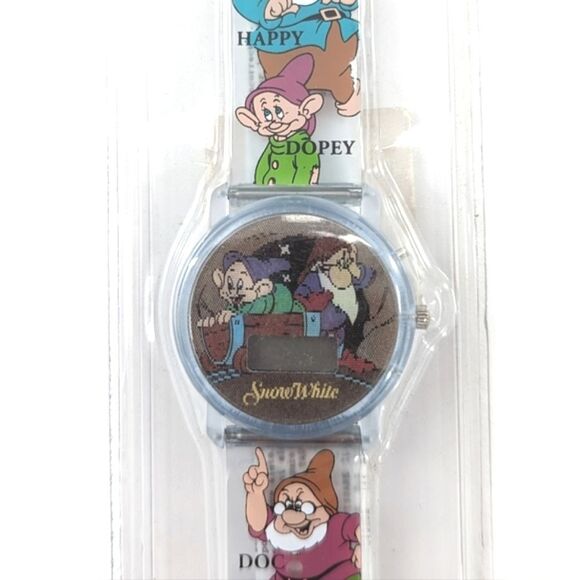 Disney Vintage 90s Snow White and the Seven Dwarves Grumpy Dopey Watch - Picture 1 of 3